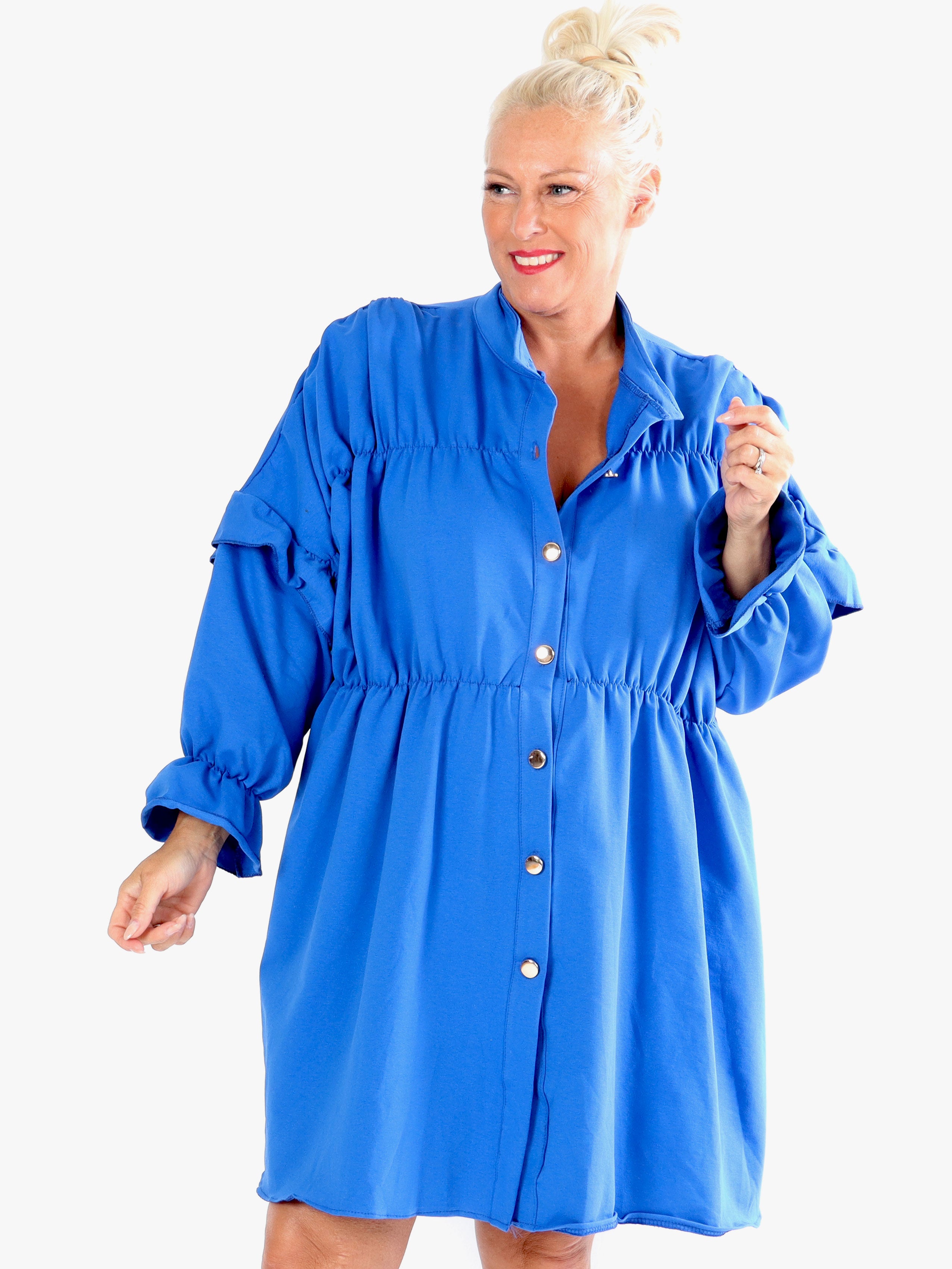 Monica Jersey - Plus size hverdags joggingkjole med flæser